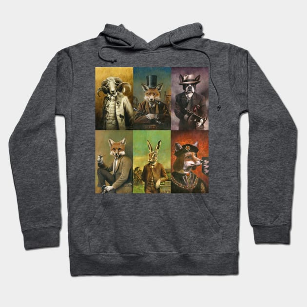 Historical Clothed Animals Montage Hoodie by mictomart